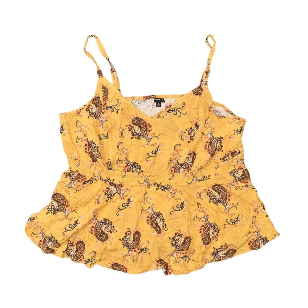 NEW Torrid Plus Size 4 Yellow V Neck Viscose Blouse Sleeveless Paisley
